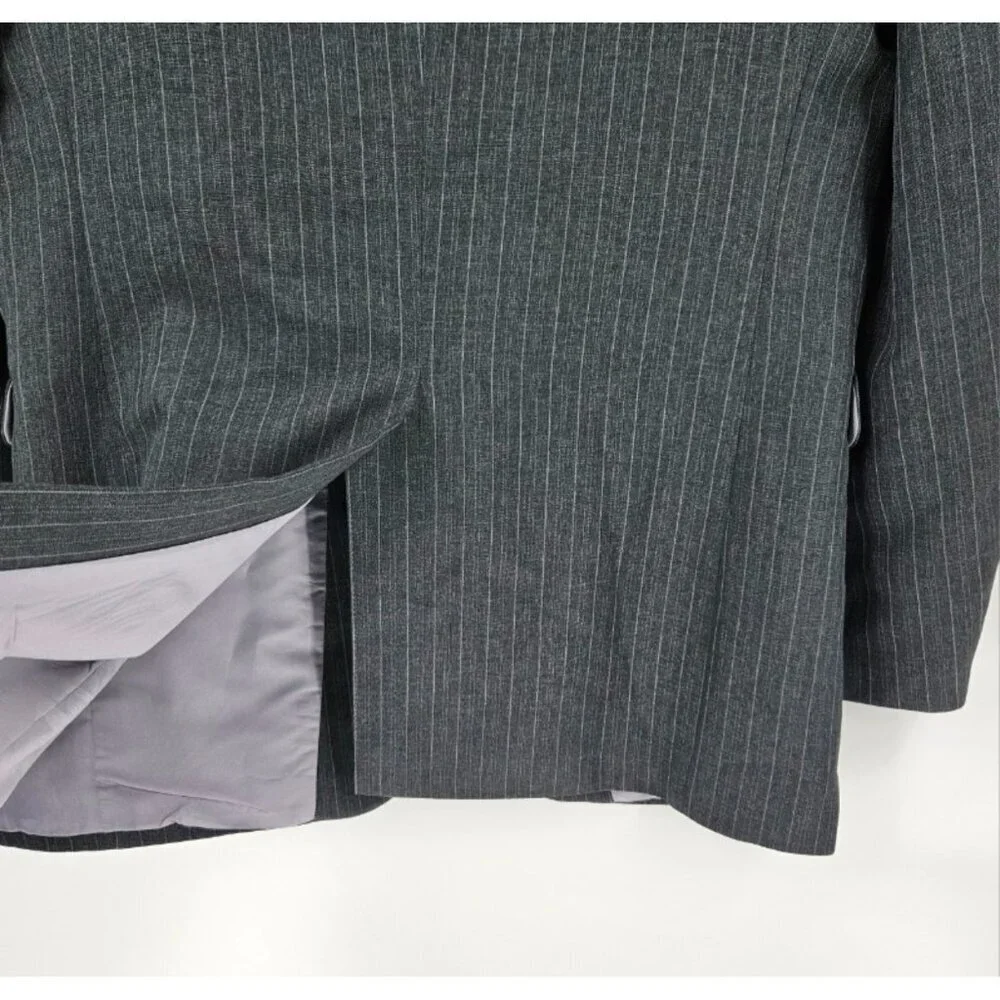 Reed St James Gray Pinstripe Blazer 2 Button Front Mens Sz 42L  Polyester
